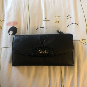 Coach Ashley Leather Checkbook Wallet NWT Black